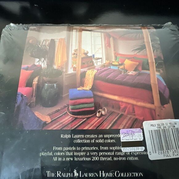 *Rare NEW RALPH Lauren *Full YELLOW Ruffle FLAT SHEET Vintage - Picture 6 of 8